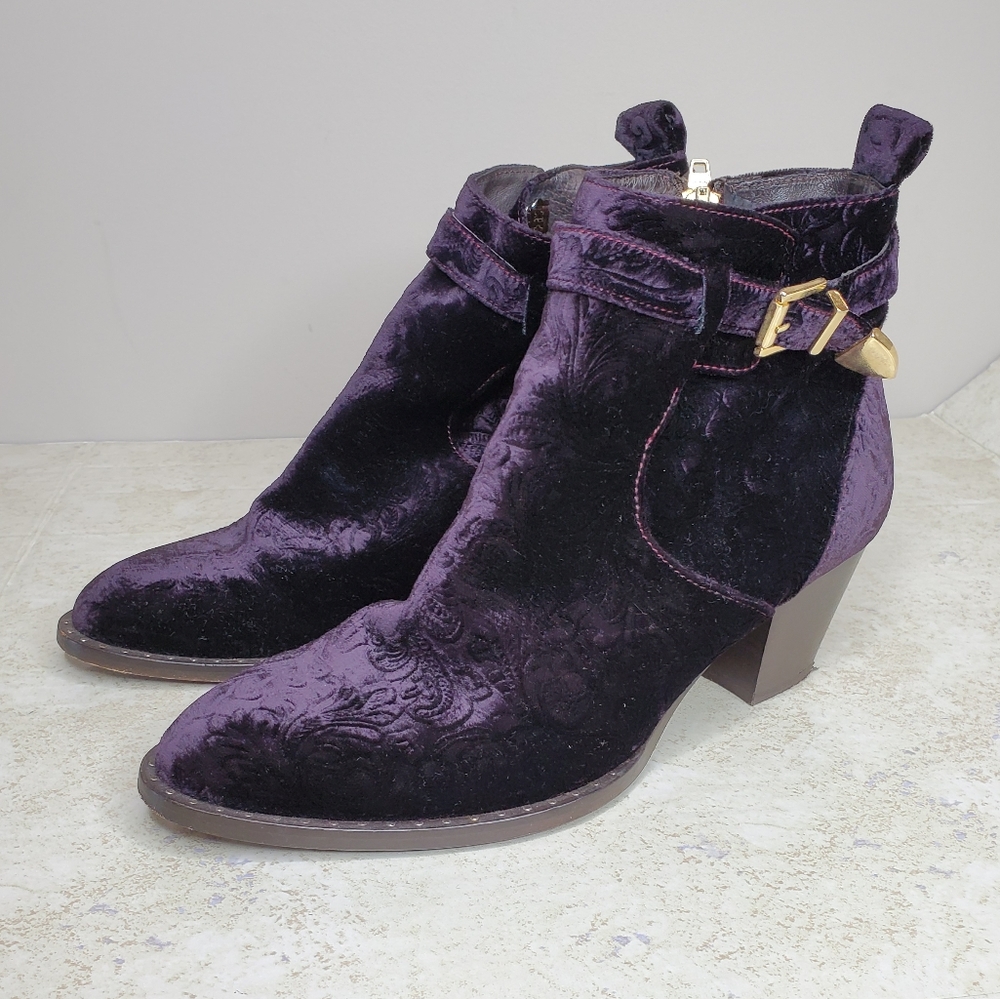 Topshop Premium Crushed Velvet Suede Ankle Booties